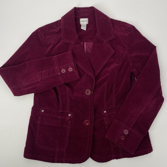 CHICO'S Velvet Blazer Size 1 Womens 10 Jacket Dressy Boho Chic Y2K Retro Cropped - Picture 2 of 14